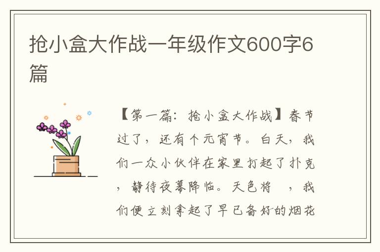 抢小盒大作战一年级作文600字6篇