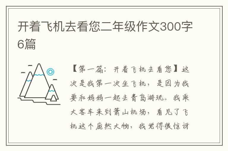 开着飞机去看您二年级作文300字6篇