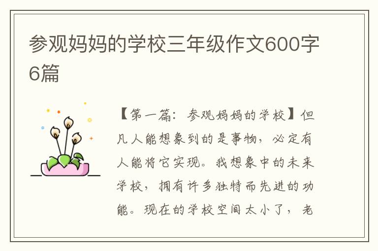 参观妈妈的学校三年级作文600字6篇