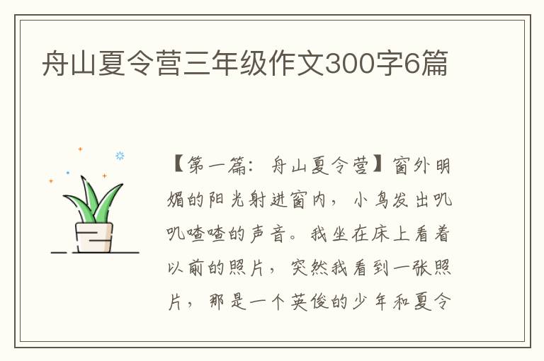 舟山夏令营三年级作文300字6篇