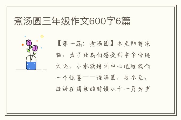 煮汤圆三年级作文600字6篇