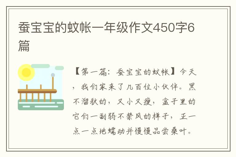 蚕宝宝的蚊帐一年级作文450字6篇