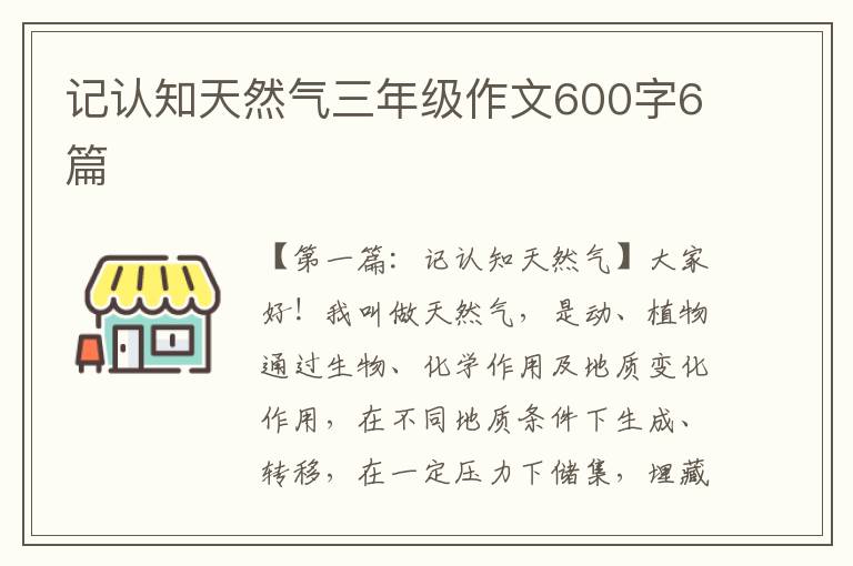 记认知天然气三年级作文600字6篇