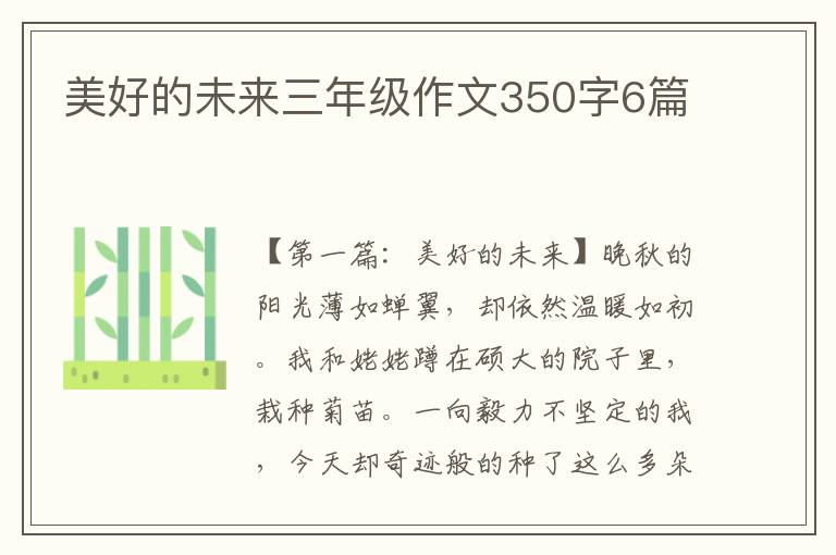 美好的未来三年级作文350字6篇