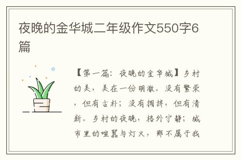 夜晚的金华城二年级作文550字6篇