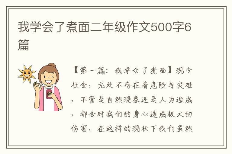 我学会了煮面二年级作文500字6篇