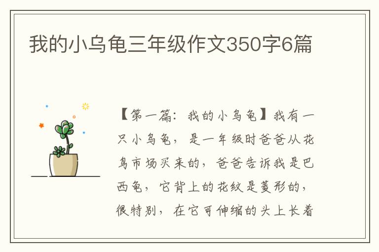 我的小乌龟三年级作文350字6篇