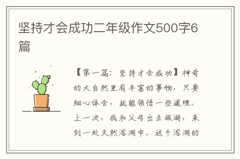 坚持才会成功二年级作文500字6篇