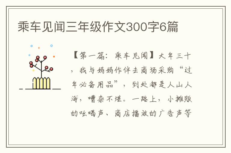 乘车见闻三年级作文300字6篇