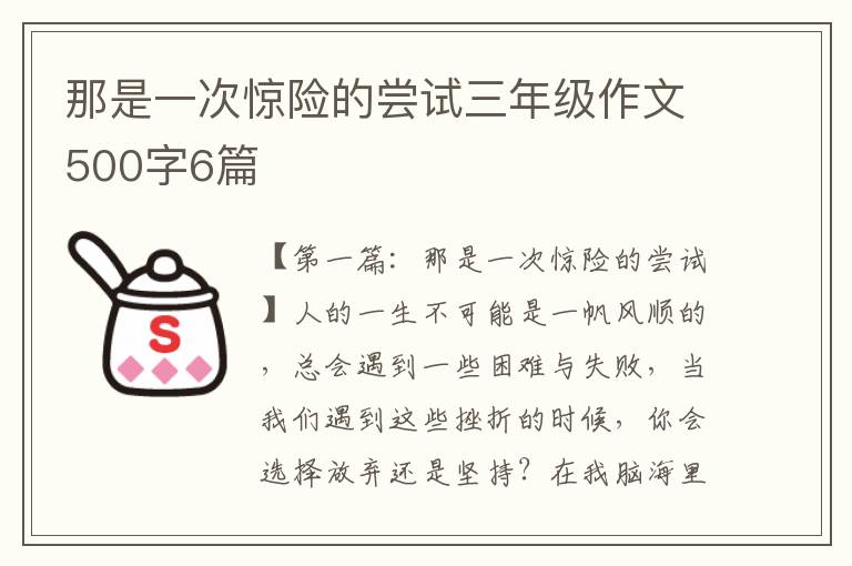 那是一次惊险的尝试三年级作文500字6篇