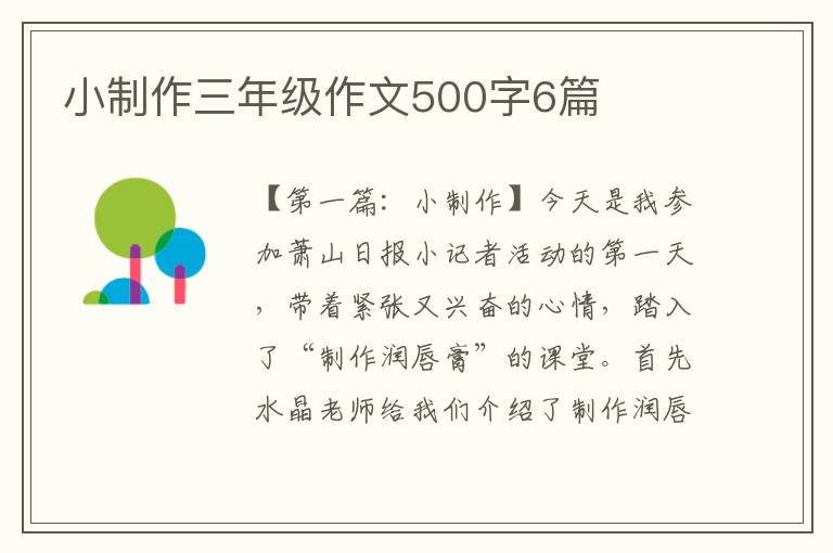 小制作三年级作文500字6篇