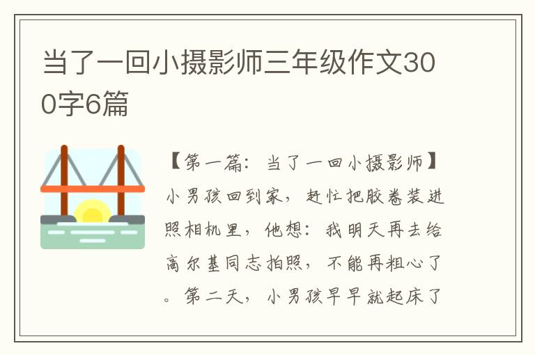 当了一回小摄影师三年级作文300字6篇