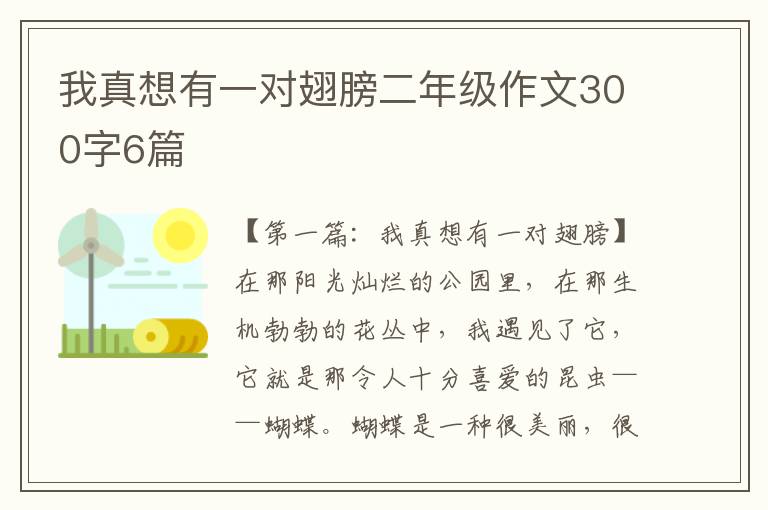 我真想有一对翅膀二年级作文300字6篇