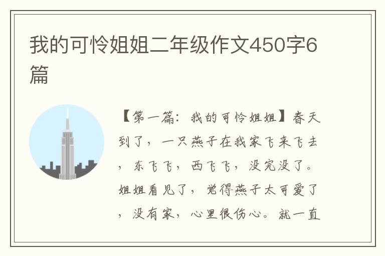 我的可怜姐姐二年级作文450字6篇