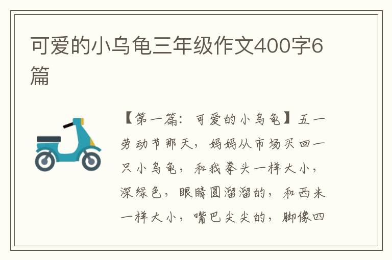 可爱的小乌龟三年级作文400字6篇