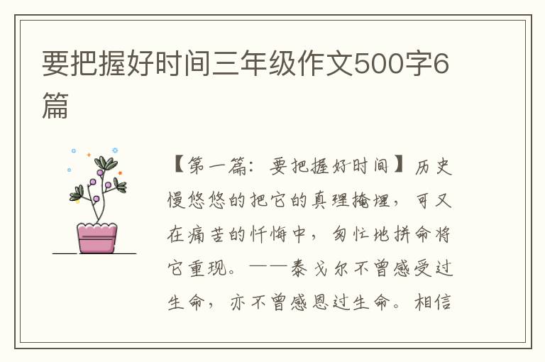 要把握好时间三年级作文500字6篇