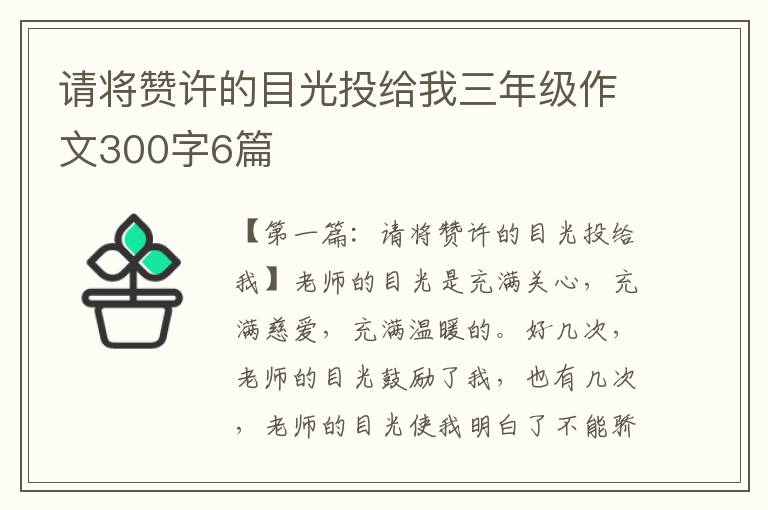 请将赞许的目光投给我三年级作文300字6篇