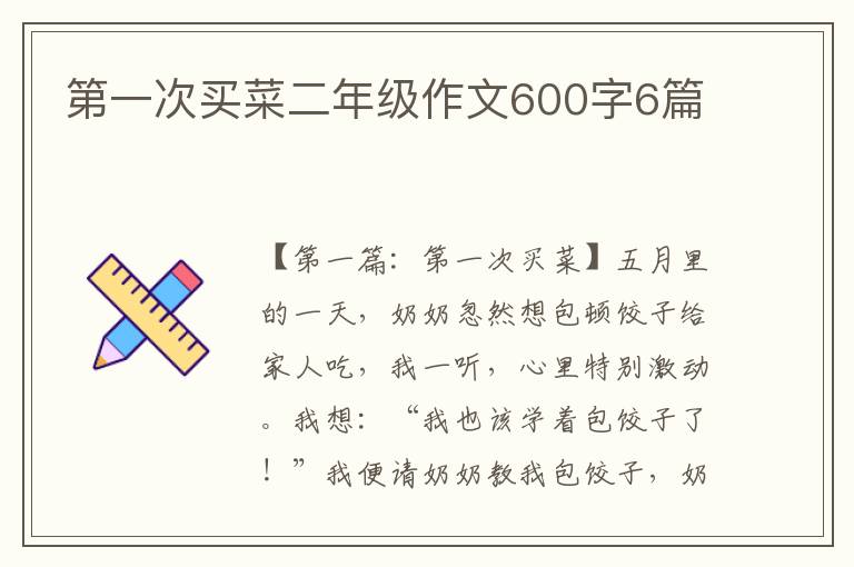 第一次买菜二年级作文600字6篇