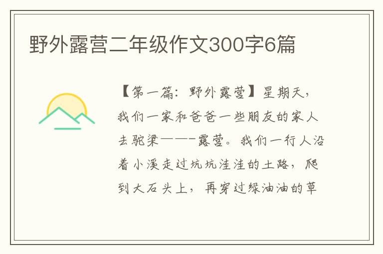 野外露营二年级作文300字6篇