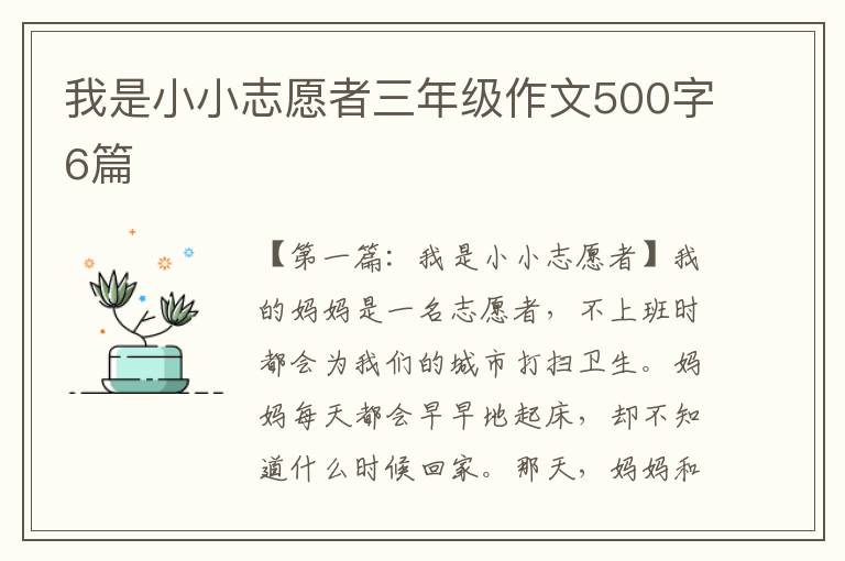 我是小小志愿者三年级作文500字6篇