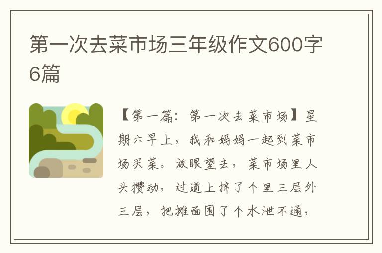 第一次去菜市场三年级作文600字6篇