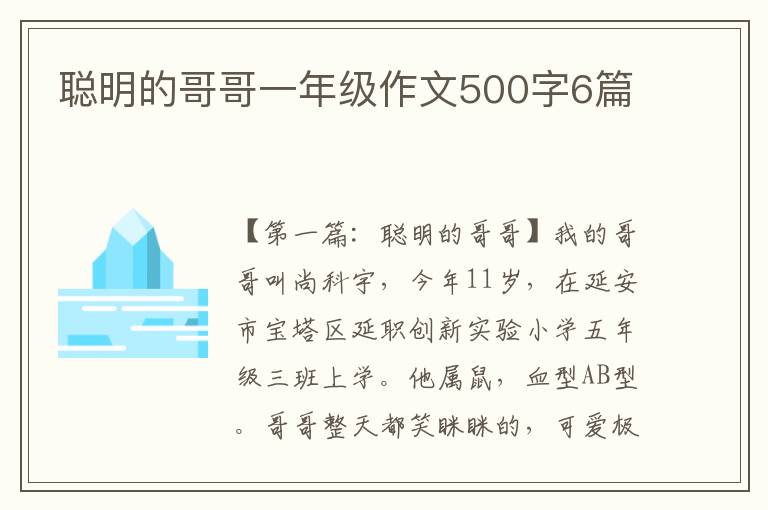 聪明的哥哥一年级作文500字6篇