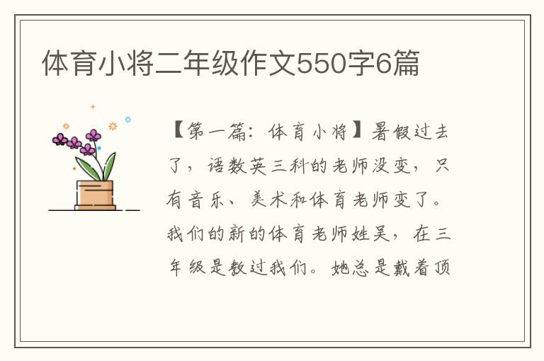 体育小将二年级作文550字6篇