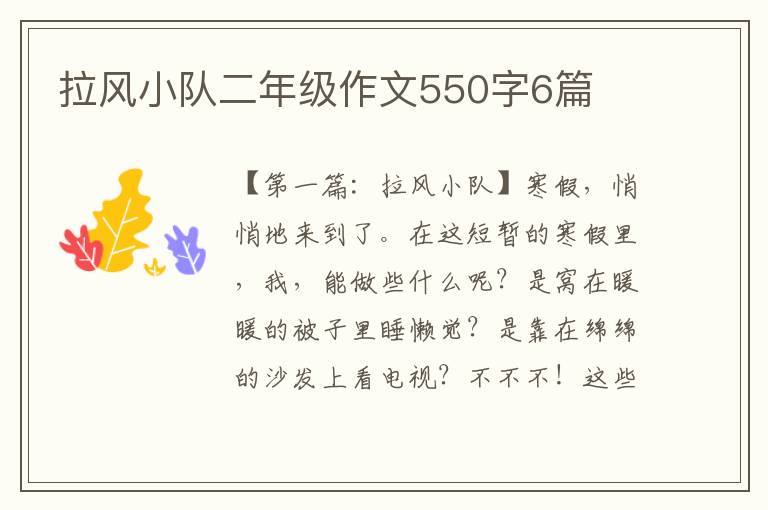 拉风小队二年级作文550字6篇