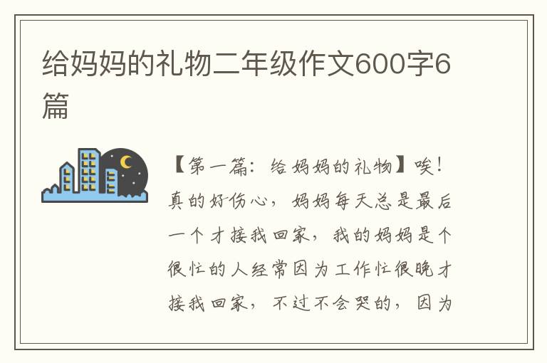 给妈妈的礼物二年级作文600字6篇