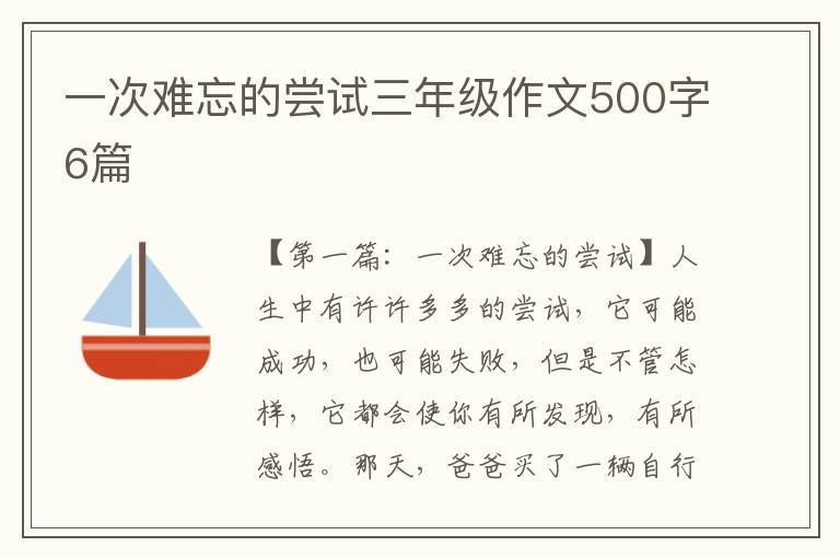 一次难忘的尝试三年级作文500字6篇