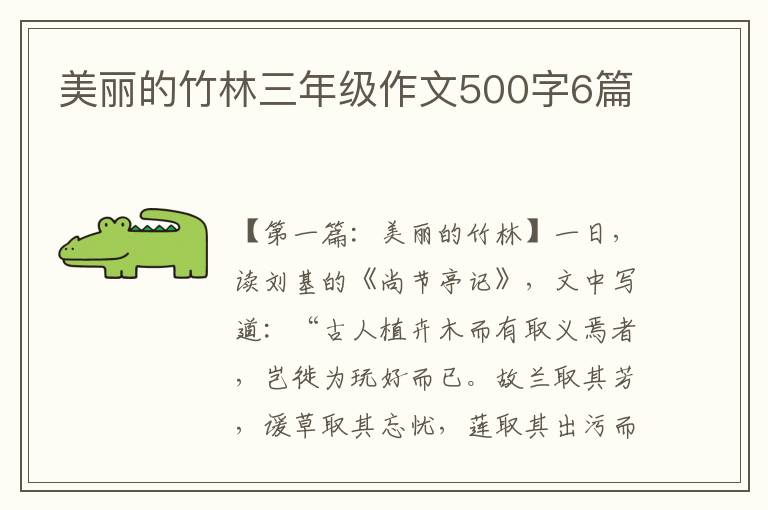 美丽的竹林三年级作文500字6篇