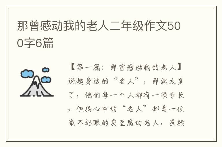 那曾感动我的老人二年级作文500字6篇