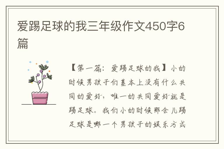 爱踢足球的我三年级作文450字6篇