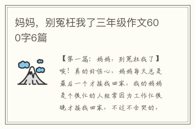 妈妈，别冤枉我了三年级作文600字6篇