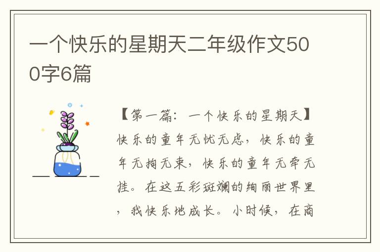 一个快乐的星期天二年级作文500字6篇