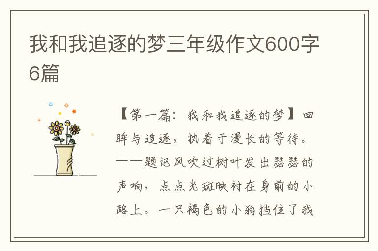 我和我追逐的梦三年级作文600字6篇