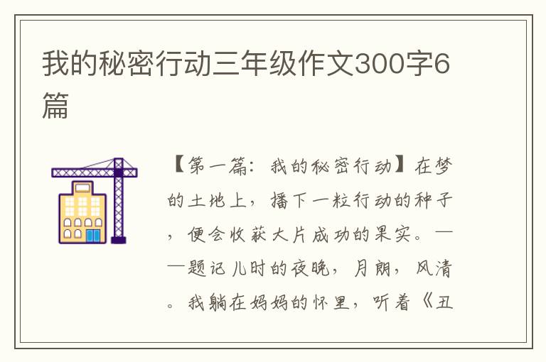 我的秘密行动三年级作文300字6篇