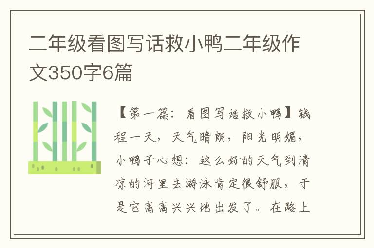 二年级看图写话救小鸭二年级作文350字6篇