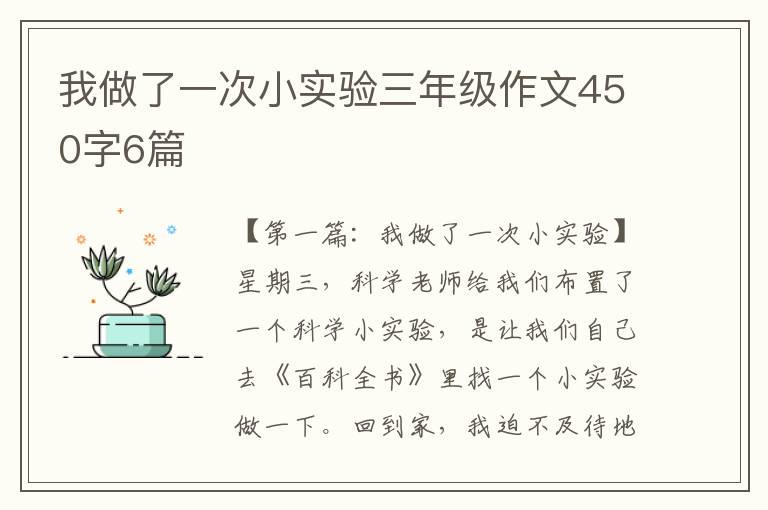 我做了一次小实验三年级作文450字6篇