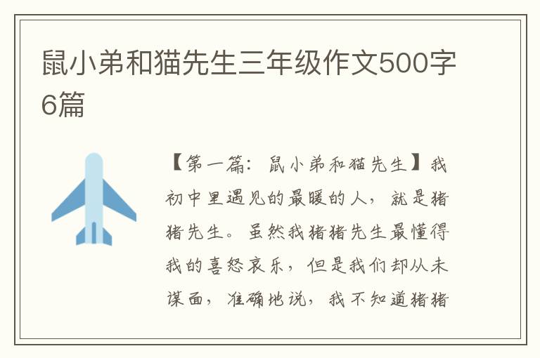 鼠小弟和猫先生三年级作文500字6篇