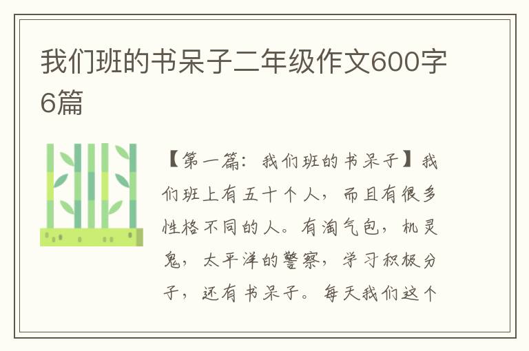 我们班的书呆子二年级作文600字6篇