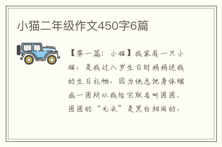 小猫二年级作文450字6篇