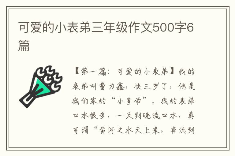 可爱的小表弟三年级作文500字6篇