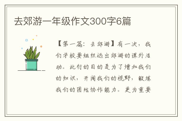 去郊游一年级作文300字6篇