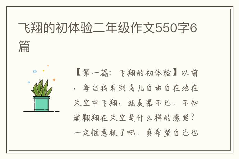 飞翔的初体验二年级作文550字6篇