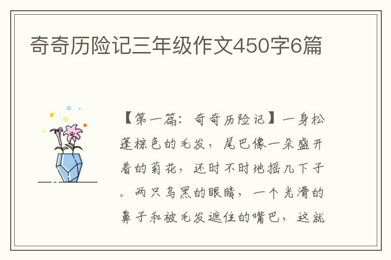 奇奇历险记三年级作文450字6篇