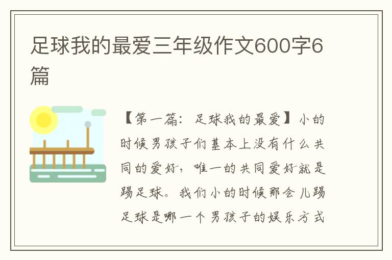 足球我的最爱三年级作文600字6篇