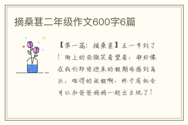 摘桑葚二年级作文600字6篇