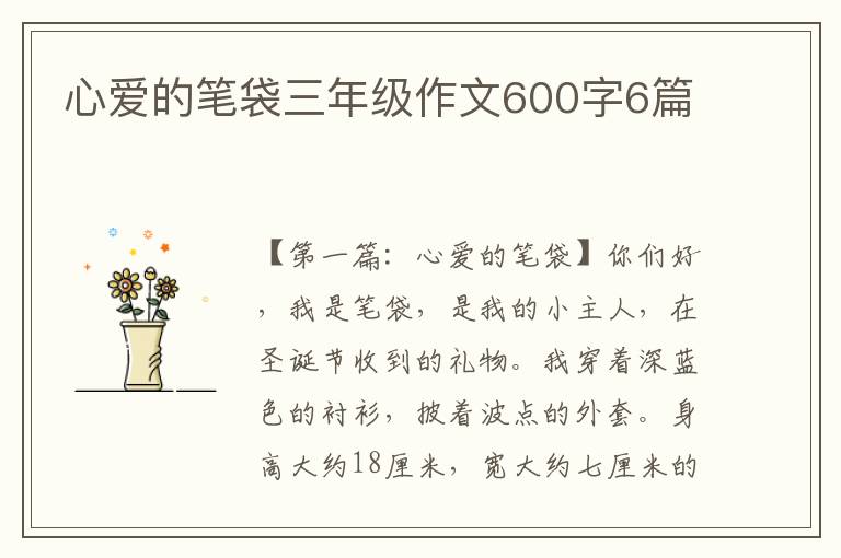 心爱的笔袋三年级作文600字6篇