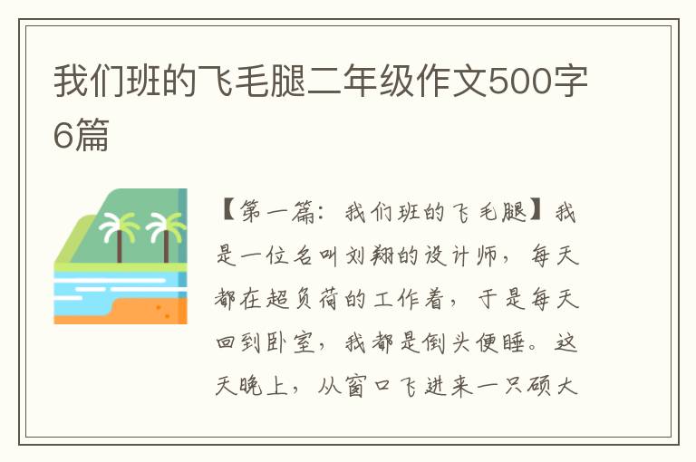 我们班的飞毛腿二年级作文500字6篇